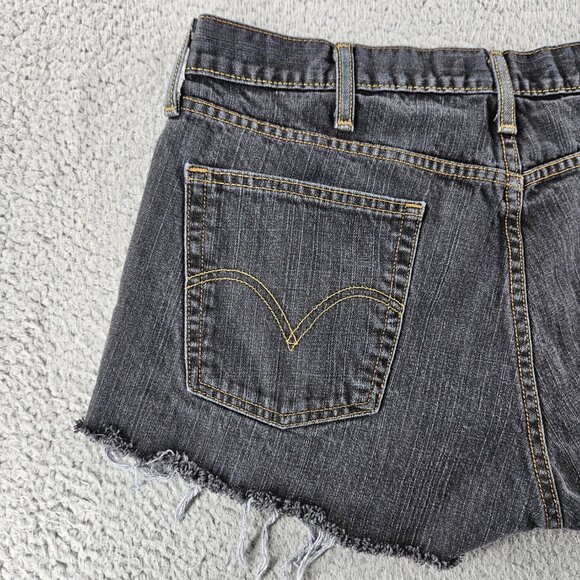 Levis Shorts Womens 38 Black 514 Slim Straight‎ Denim Cutoff Distress Frayed Hem - Picture 12 of 15